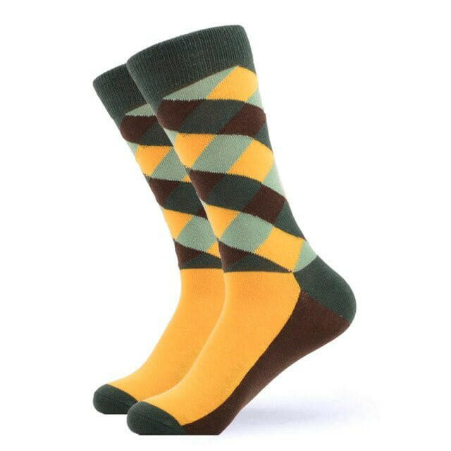 Calcetines Cuadros Amarillo