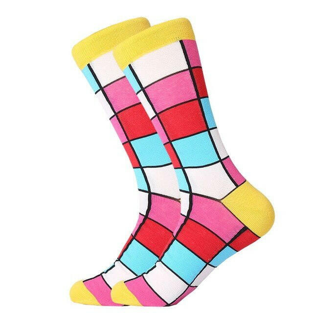 Calcetines Cuadros Arte Rojo