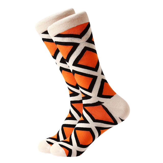 Calcetines Cuadros Naranjo y Blanco