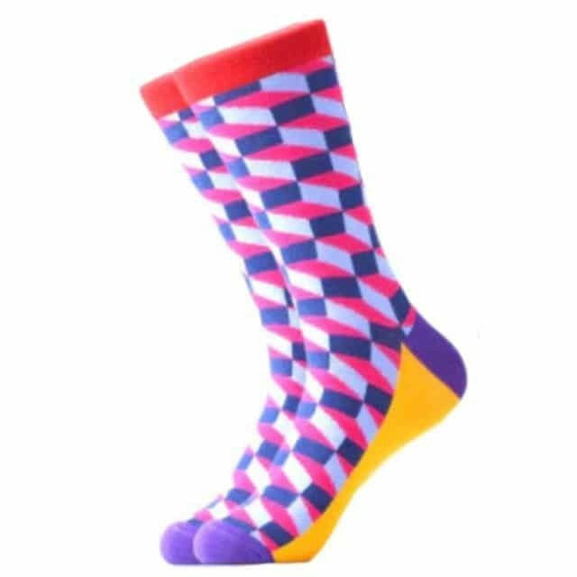 Calcetines Cuadros 3D Morado