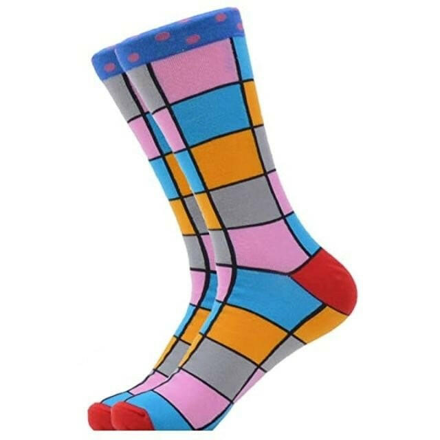 Calcetines Cuadros Arte Rosado