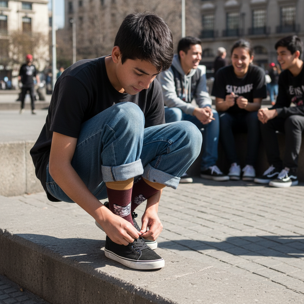 Calcetines Lobo Cafe - Plaza skate adolescente caña alta