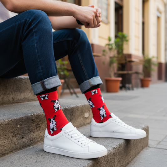 Calcetines French Bulldog - Plano medio escalón parque masculino caña alta