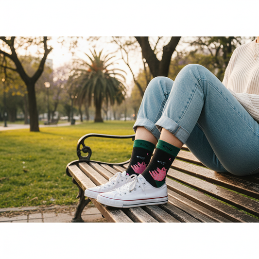 Calcetines KIUO Gato Espacial - diseño de gatos en el espacio en parque urbano chileno