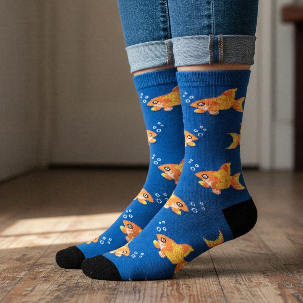 Calcetines Peces Felices close-up femenino