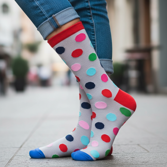 Calcetines Puntos Gris close-up femenino