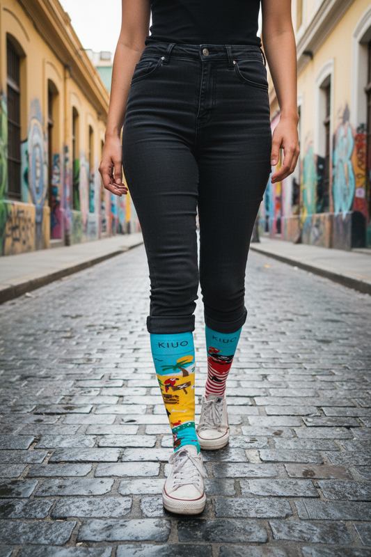 Calcetines Pirata y Loro lifestyle mujer calle
