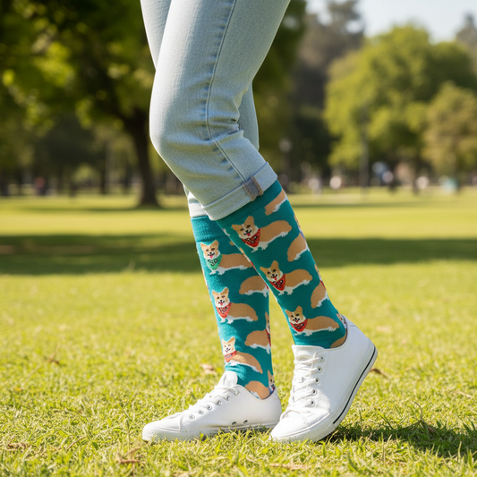 Calcetines Corgi - Plano general parque Santiago femenina caña alta