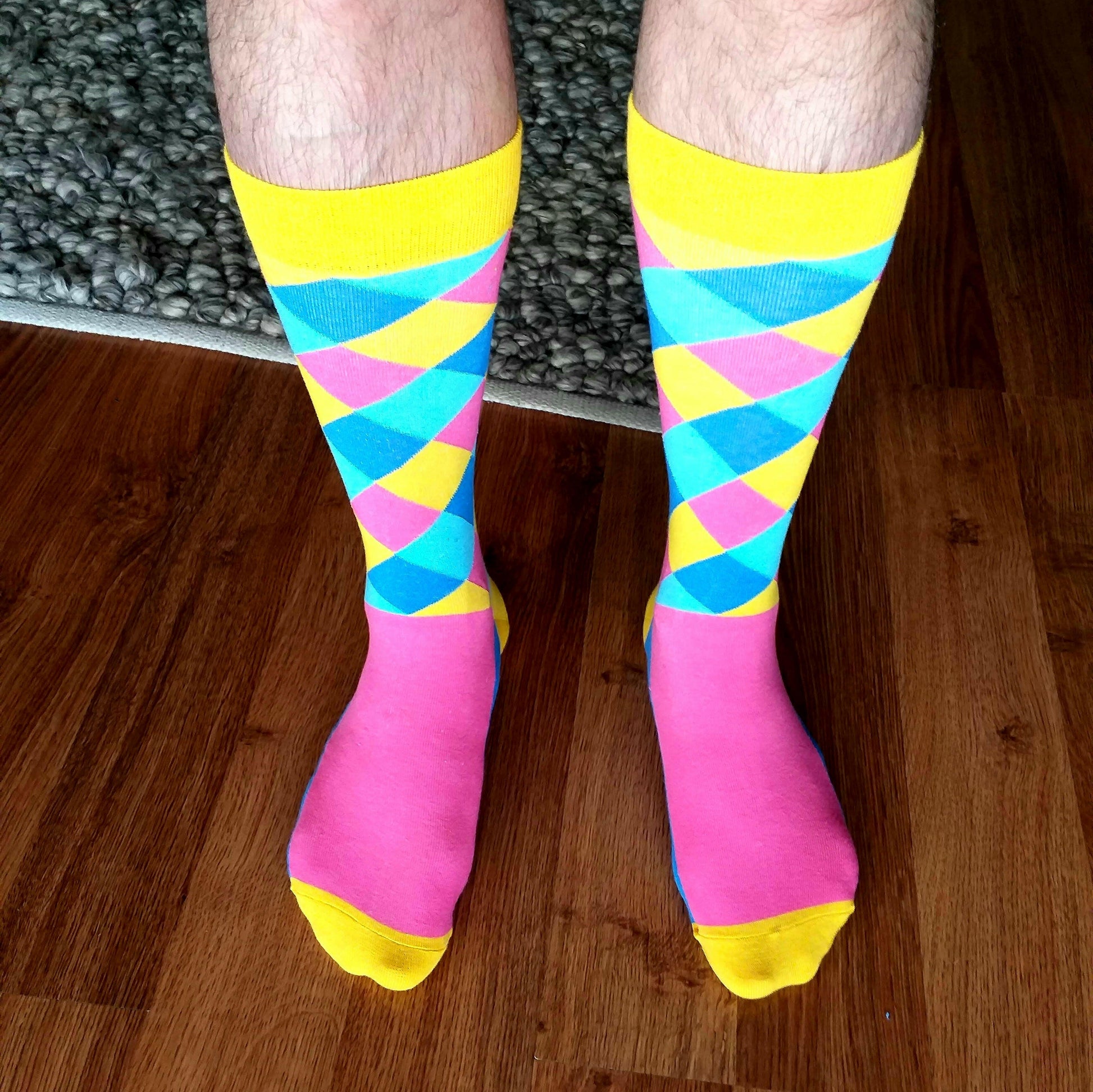 Calcetines Cuadros Amarillo Rosado - Calcetines KIUO