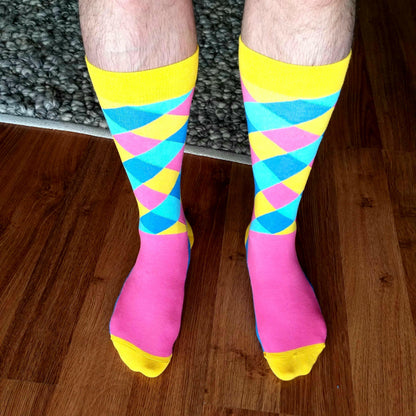 Calcetines Cuadros Amarillo Rosado - Calcetines KIUO