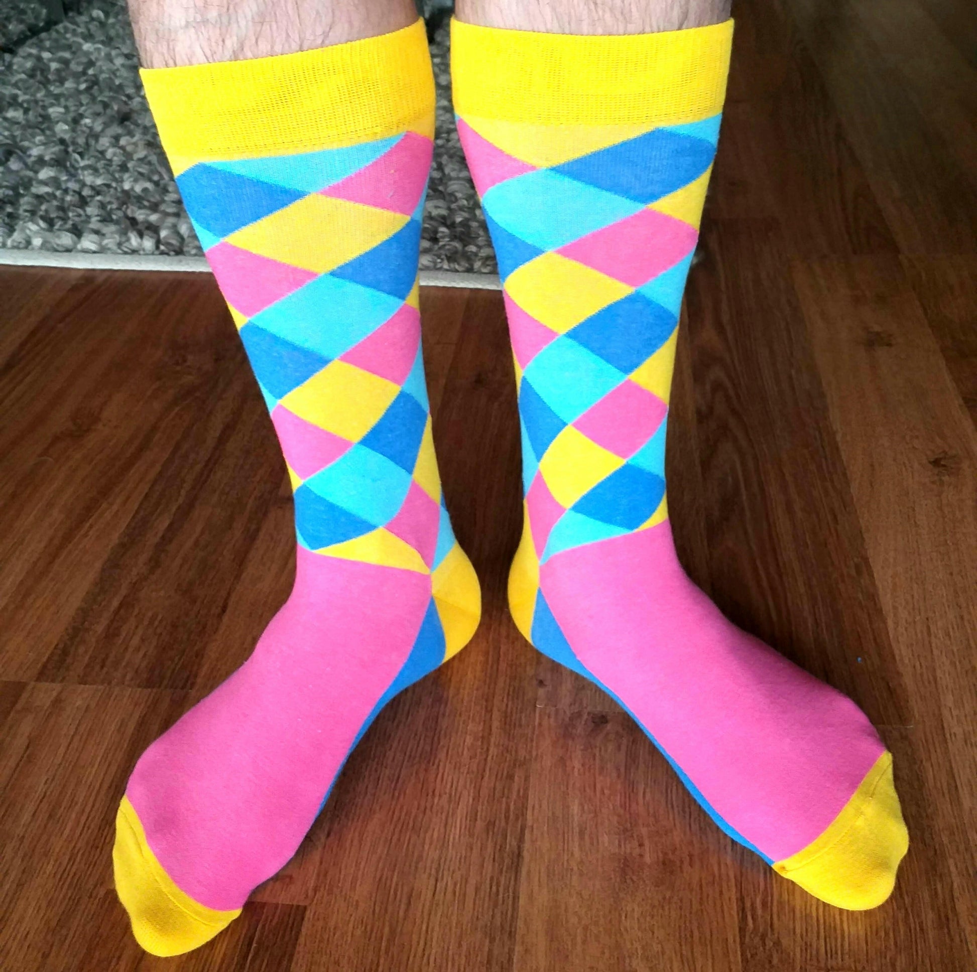 Calcetines Cuadros Amarillo Rosado - Calcetines KIUO