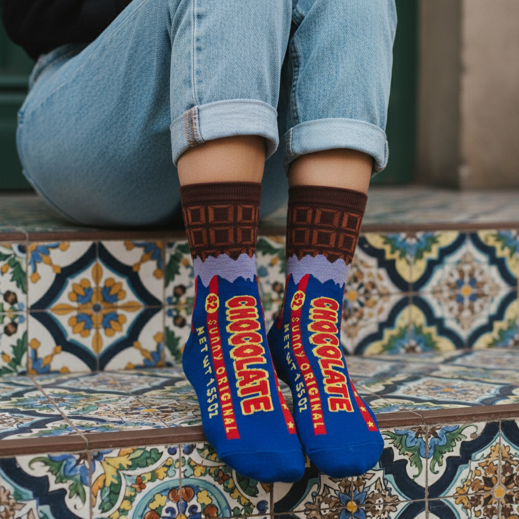 Calcetines Barra de Chocolate close-up femenino