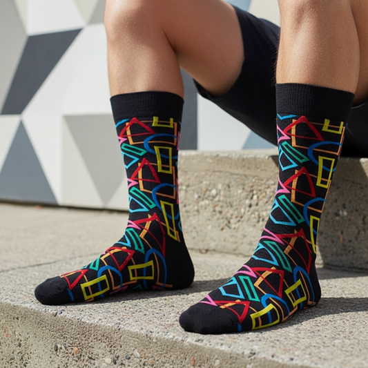 Calcetines Figuras Geométricas - Plano medio escalón Barrio Italia masculino caña alta