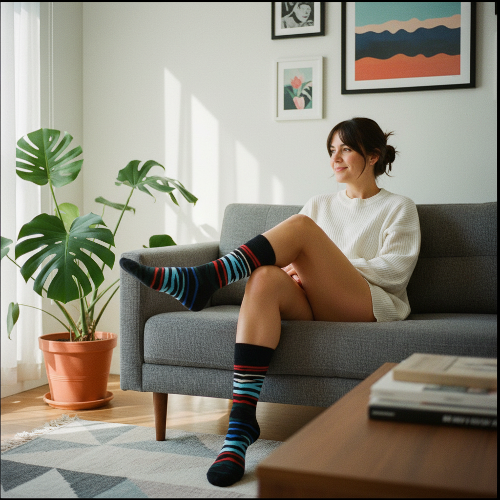 Calcetines Print Colores lifestyle mujer sofá