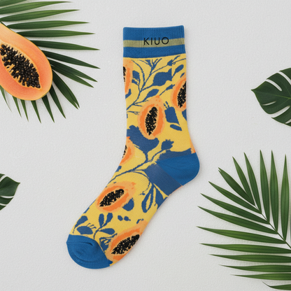Calcetines Fruto de la Pasión flat lay tropical