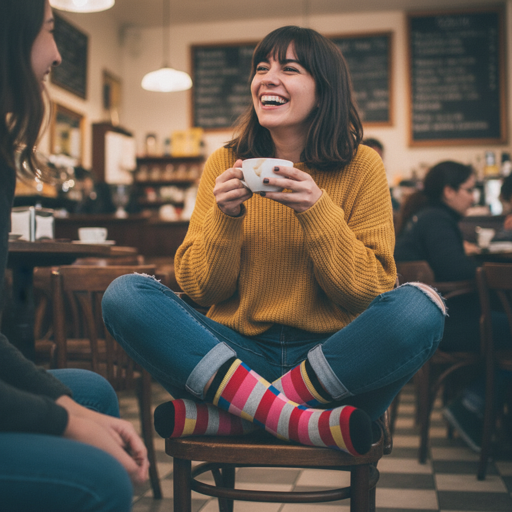 Calcetines Rectángulos - Café Barrio Italia mujer 20s caña alta