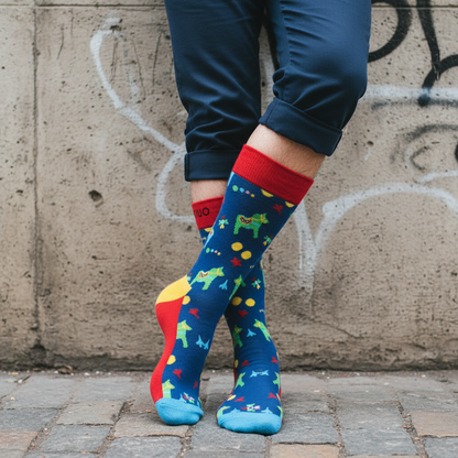 Calcetines KIUO Caballo Sueco - apoyado en muro concreto Santiago