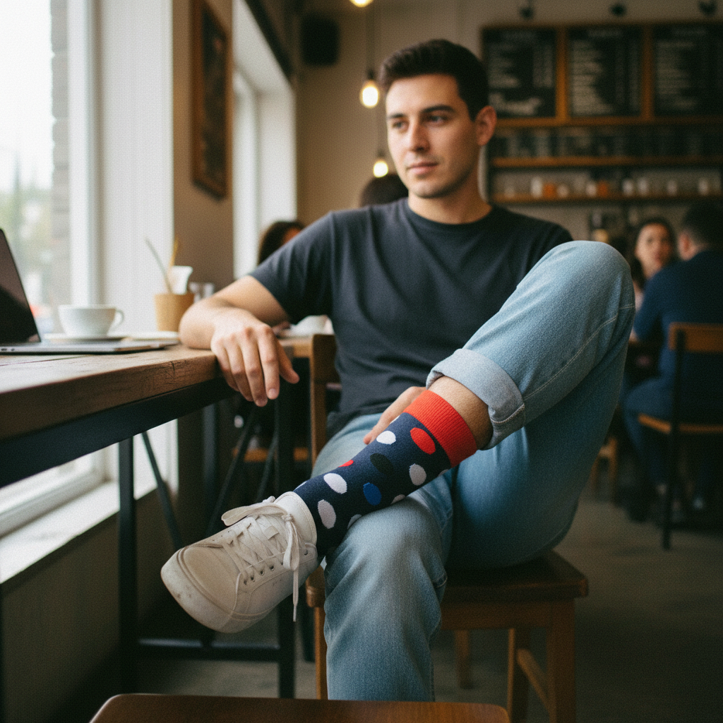 Calcetines Puntos Azul lifestyle hombre café
