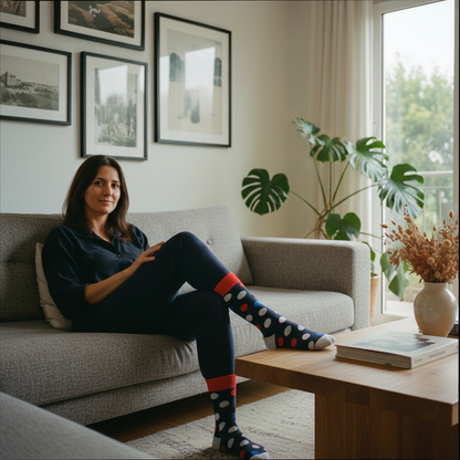 Calcetines Puntos Azul lifestyle mujer sofá