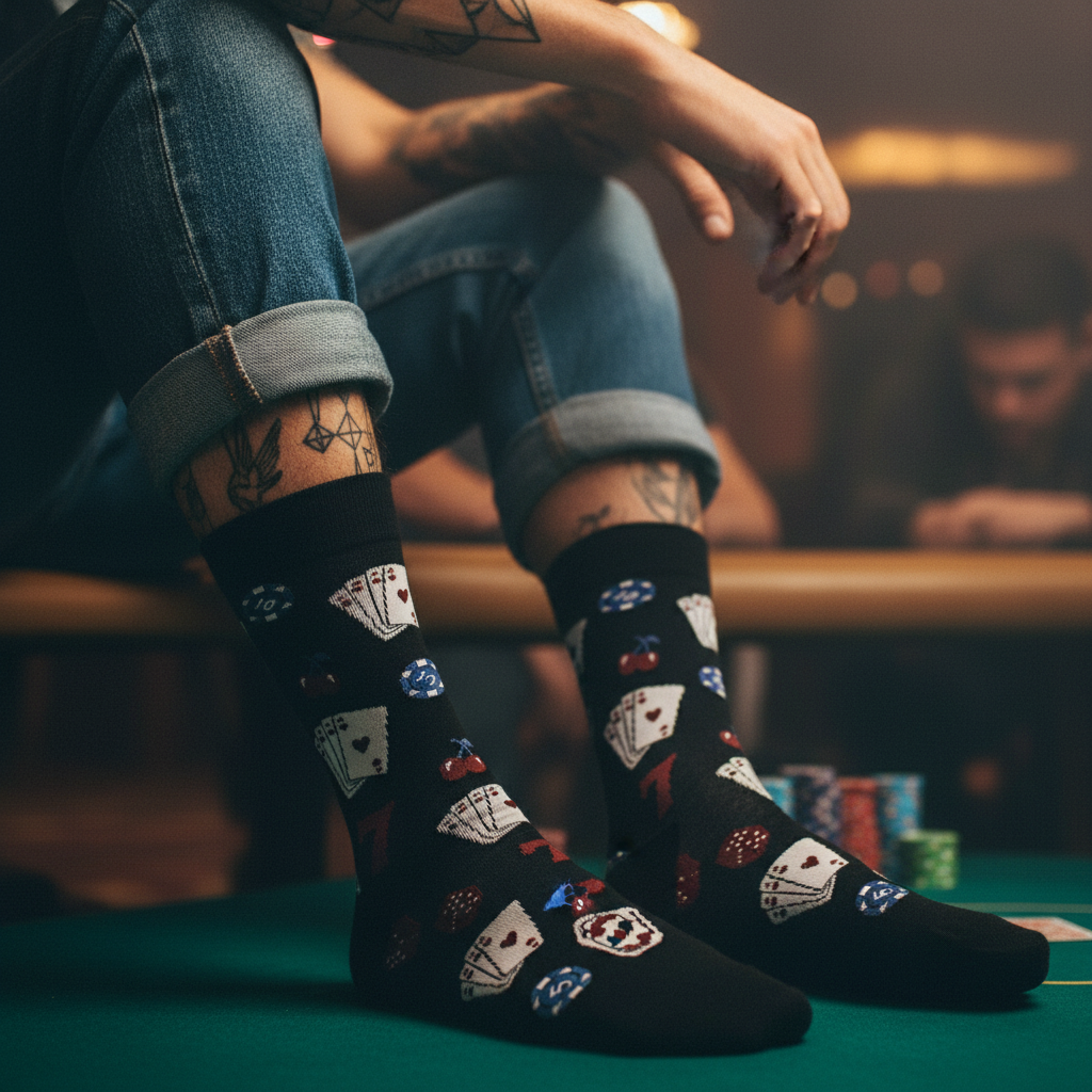 Calcetines Poker close-up masculino mesa de juego