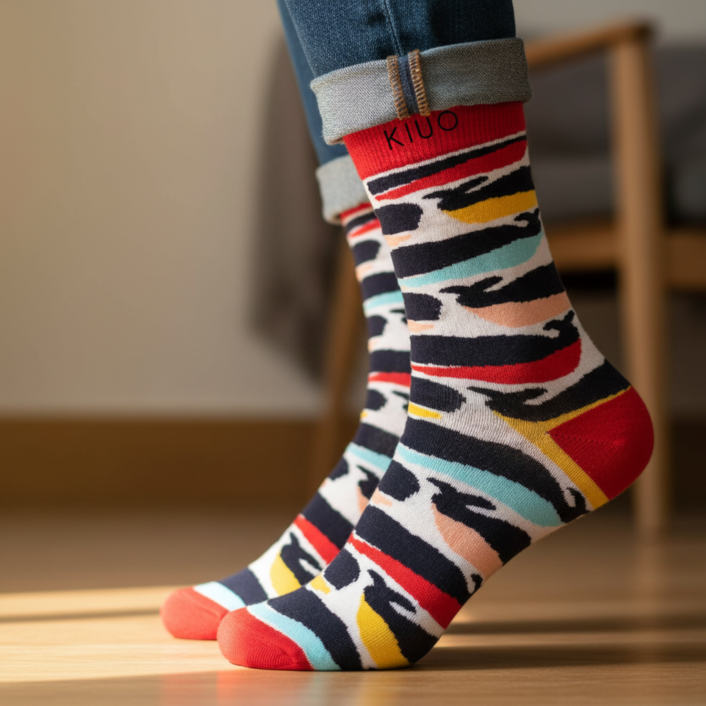 Calcetines KIUO Ballenas de Colores - close up extremo del diseño