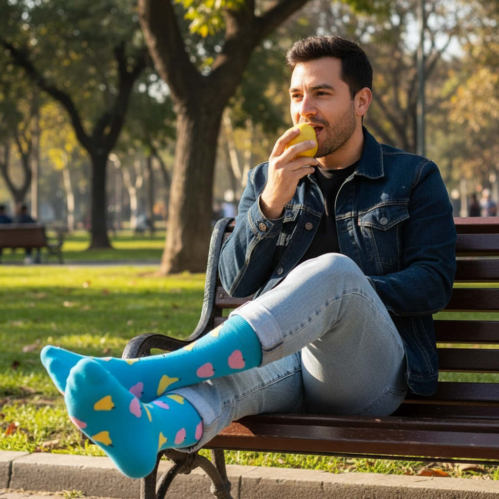 Calcetines Peras - Parque comiendo pera hombre 30s caña alta