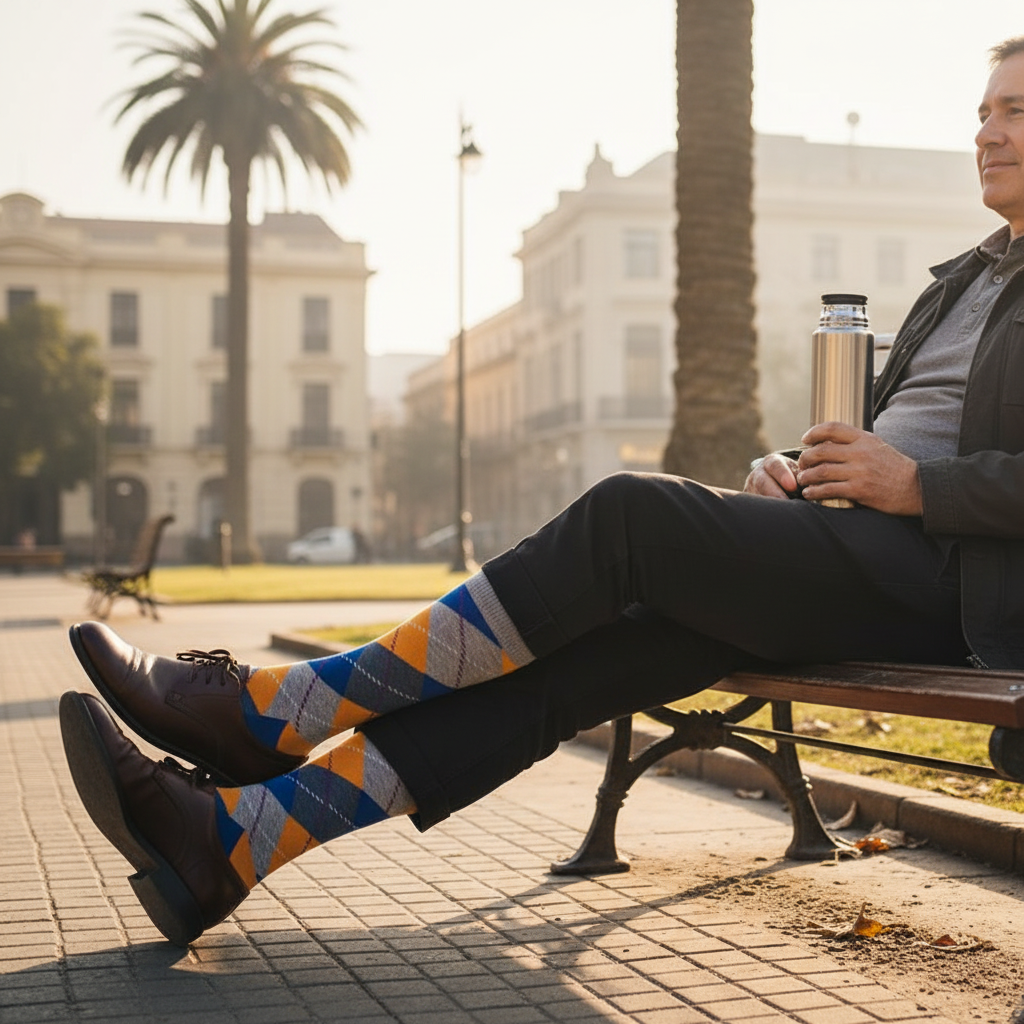 Calcetines Escoces Azul - Parque mañana hombre 50s caña alta