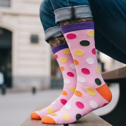 Calcetines Puntos Rosado Magico close-up masculino