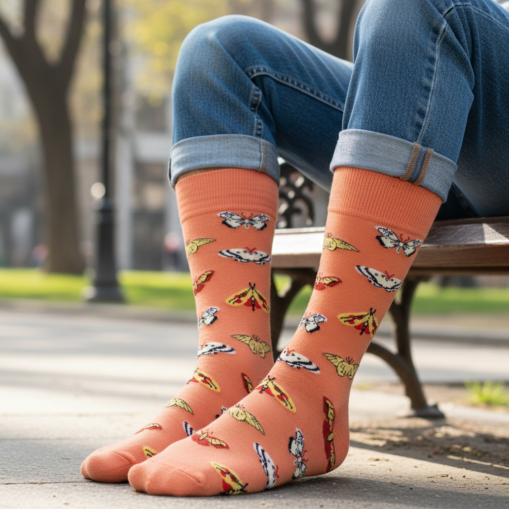 Calcetines Mariposas - Close-up masculino parque caña alta