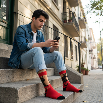 Calcetines Gato Chat Noir - Escalera edificio domingo masculino caña alta