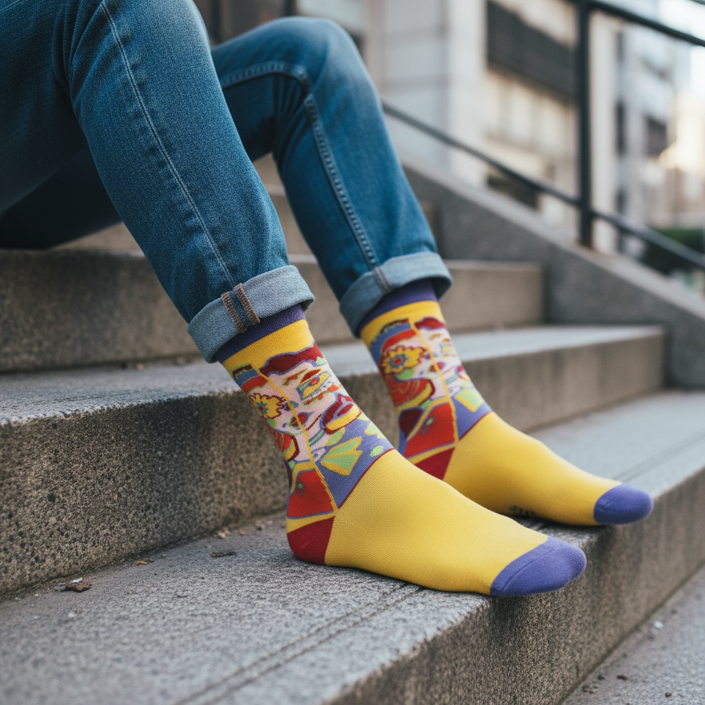 Calcetines Abstracto Amarillo lifestyle hombre