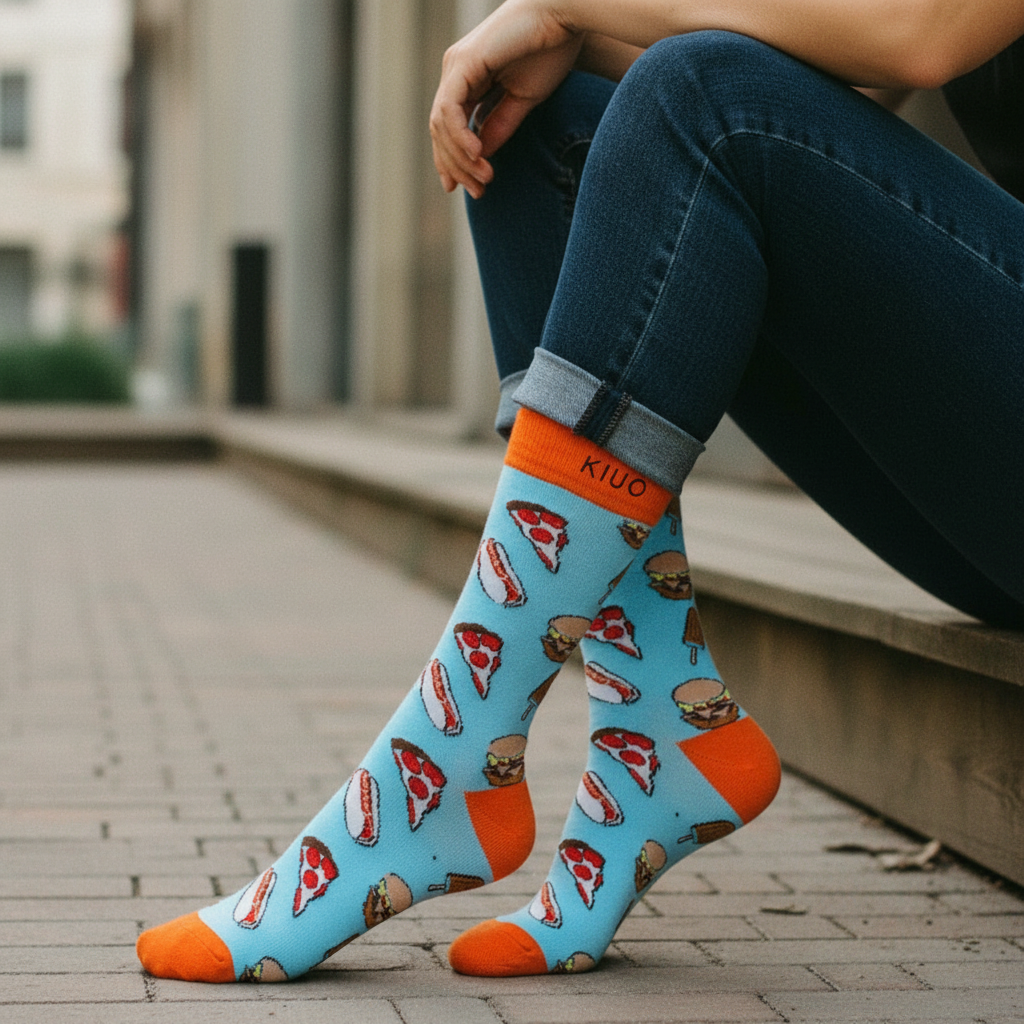 Calcetines Pizza y Helado close-up femenino