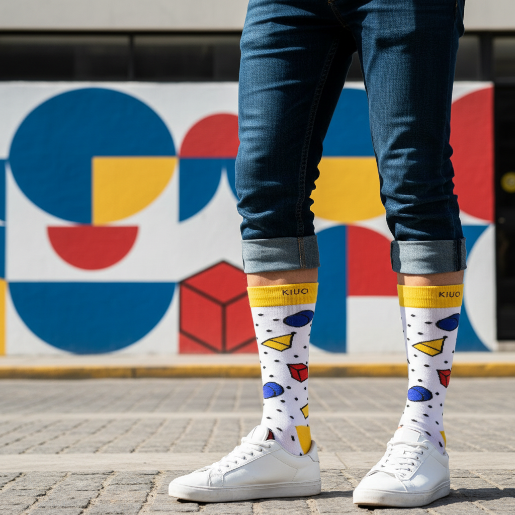 Calcetines Geométricos - Plano general mural moderno masculino caña alta