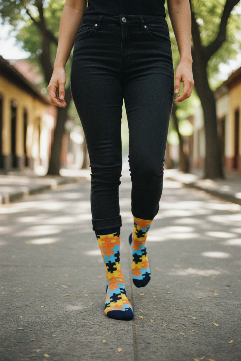 Calcetines Puzzle Amarillo lifestyle mujer Barrio Italia