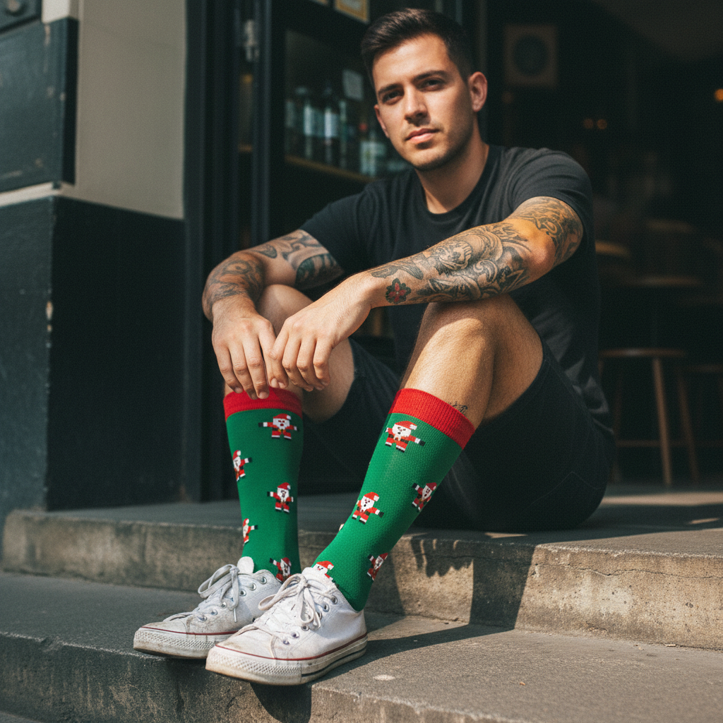 Calcetines Navidad Santa lifestyle hombre escalones