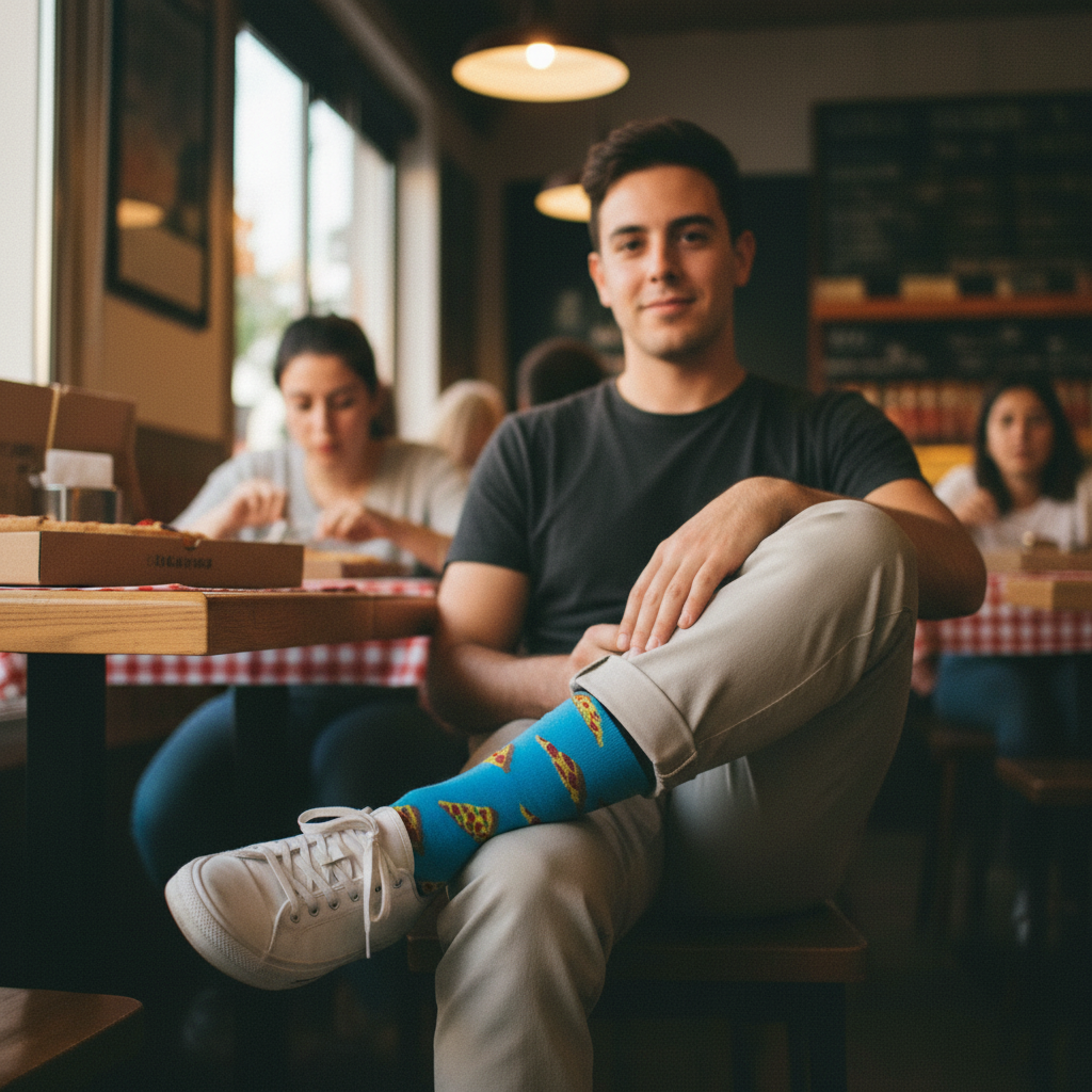 Calcetines Pizza Pepperoni lifestyle hombre pizzería