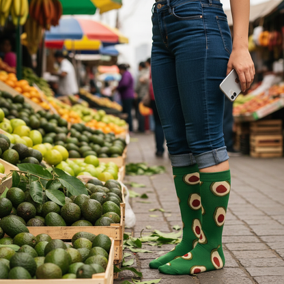 Calcetines Palta Verde - Plano general feria Santiago femenina caña alta