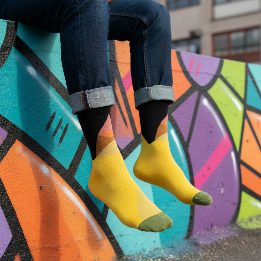 Calcetines Amarelo lifestyle hombre mural urbano