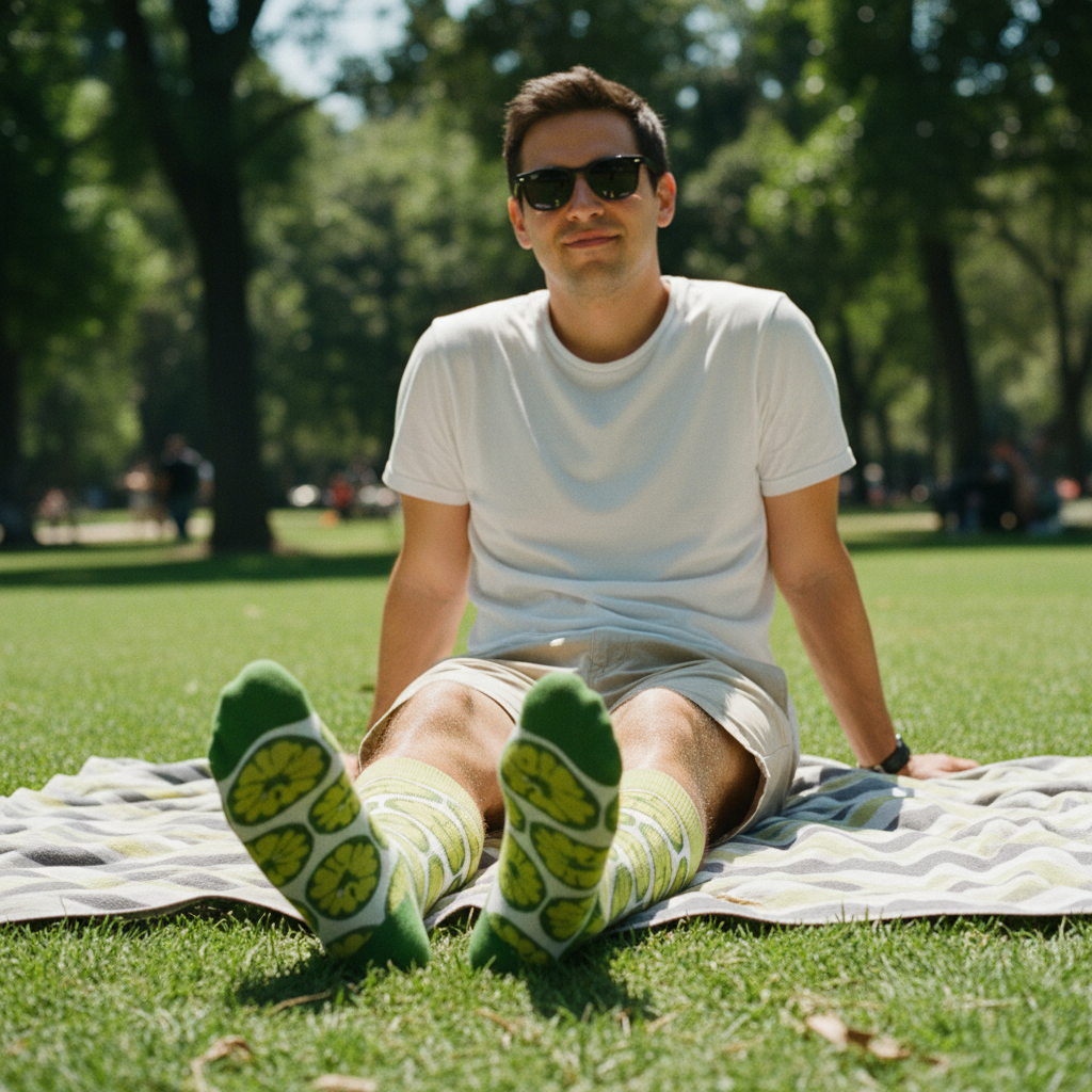 Calcetines Rodajitas lifestyle hombre parque con lentes