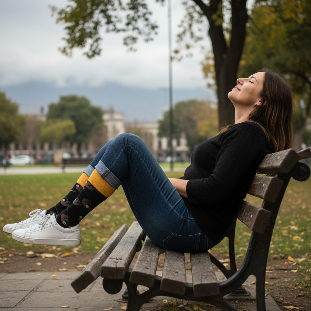 Calcetines Perezoso - Parque nublado mujer 40s caña alta