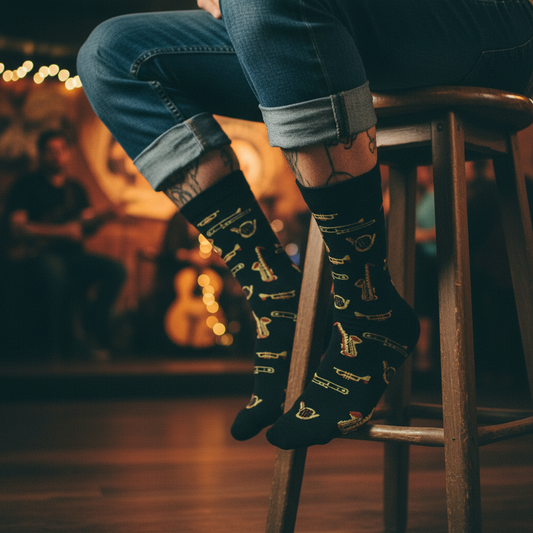 Calcetines Jazz close-up masculino bar de jazz