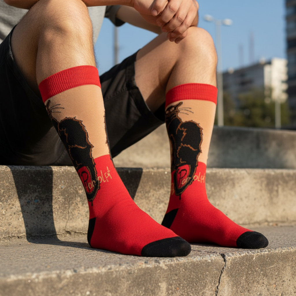 Calcetines Gato Chat Noir - Pies hombre escalón exterior caña alta