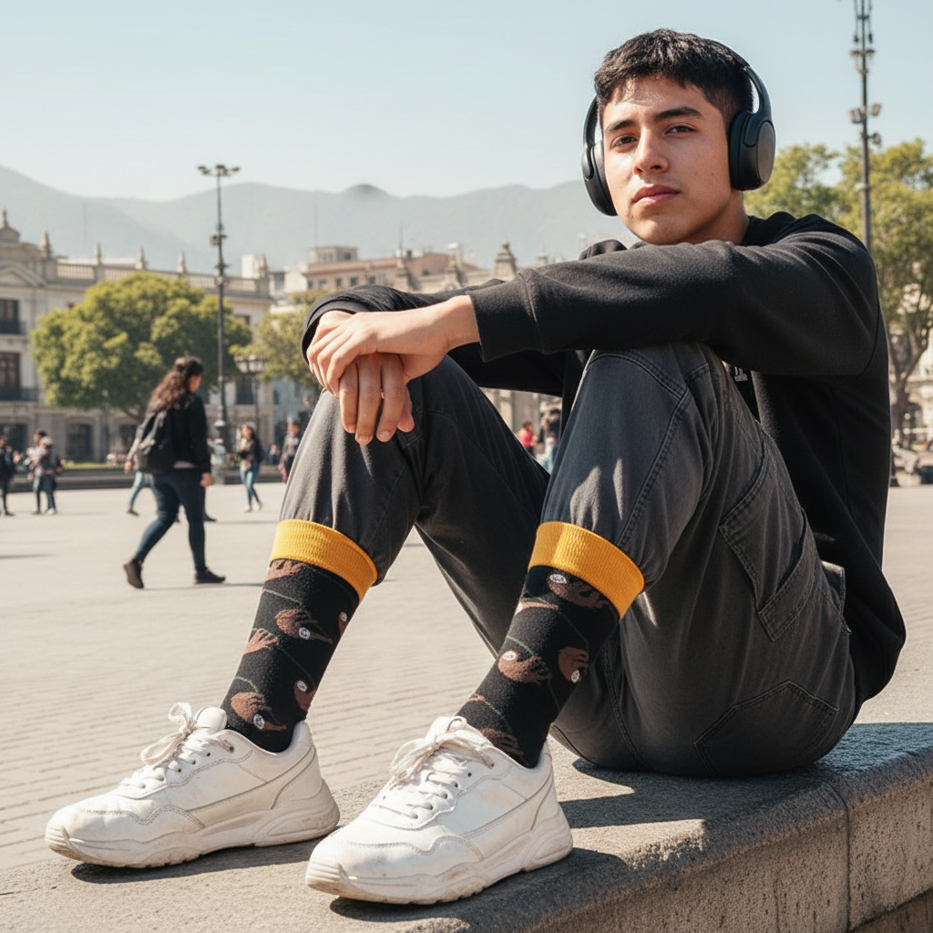 Calcetines Perezoso - Plaza headphones adolescente caña alta