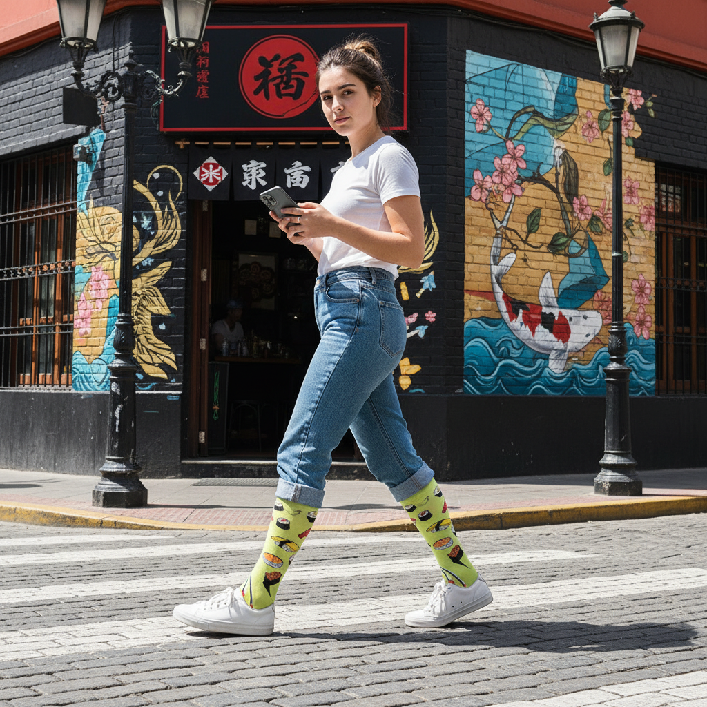 Calcetines Sushi - Acción calle Bellavista femenina caña alta