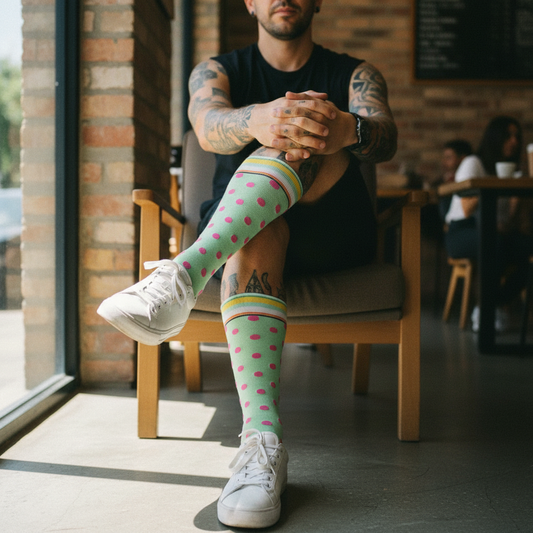 Calcetines Puntos y Lineas Verde lifestyle hombre tatuajes café