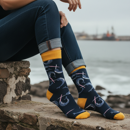 Calcetines Marlin close-up femenino muro costero