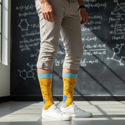 Calcetines Formula - Plano general pizarrón laboratorio masculino caña alta