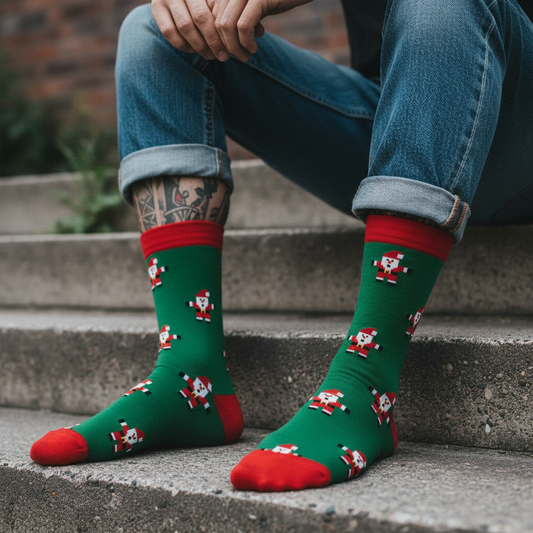 Calcetines Navidad Santa close-up masculino