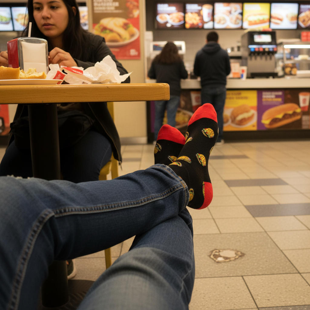 Calcetines KIUO Hamburguesas - diseño de hamburguesas en ambiente de restaurante