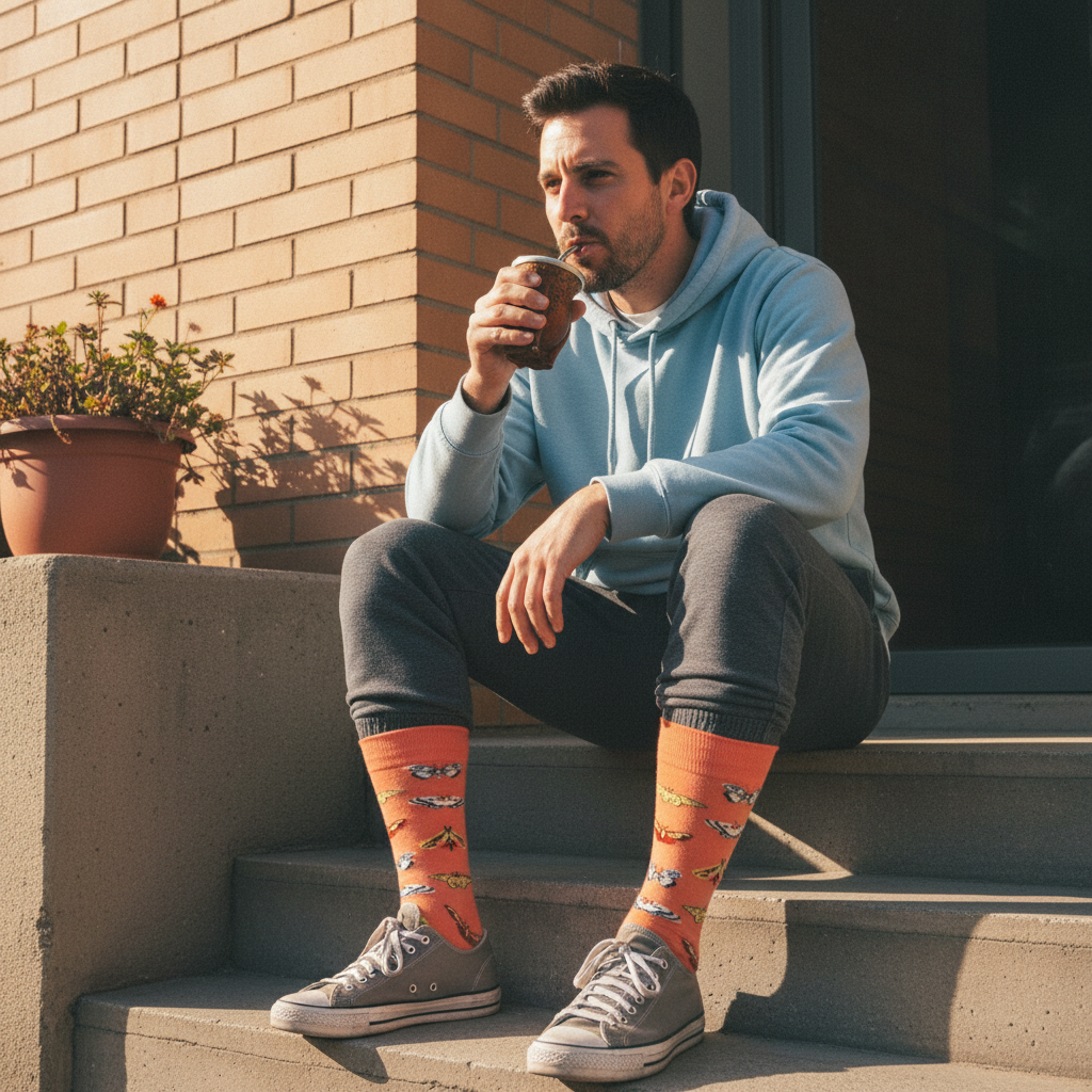 Calcetines Mariposas - Escalera edificio mate hombre 30s caña alta